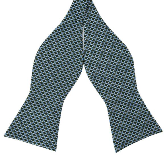 Daniel Cremieux Green Blue 100% Silk Self Tie Bow Tie - Picture 1 of 5